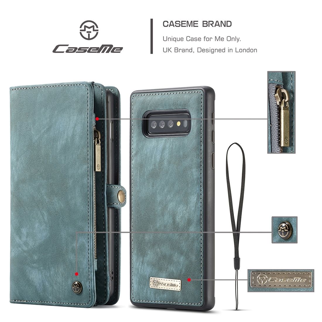 Caseme - Samsung Galaxy S10 Hülle Abnehmbare 2in1 Geldbörse Klapphülle ...