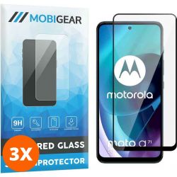 Mobigear Premium - Motorola Moto G71 5G Panzerglas Gehärtetes Glas Displayschutz - Hüllenfreundlich - Schwarz (3er Pack)